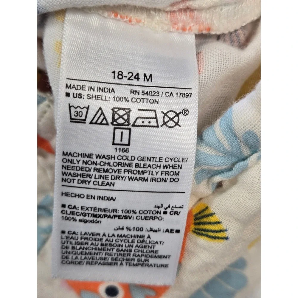 Old Navy Baby Sea Life Fish Cotton Gauze Bubble Romper Cream 18-24 Months